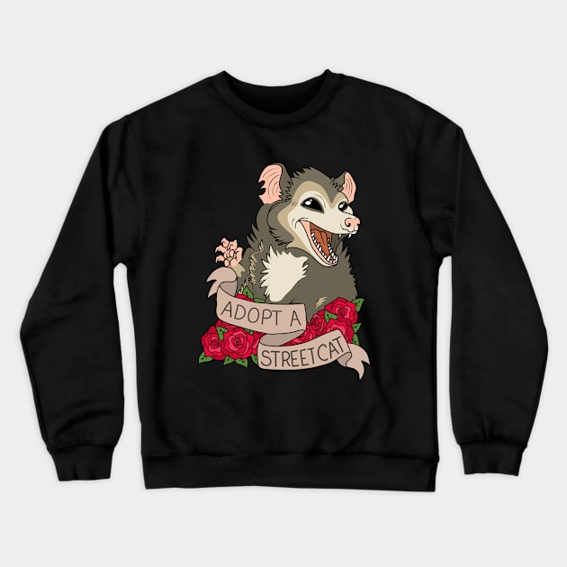 Possum - Adopt a street cat Crewneck Sweatshirt by valentinahramov